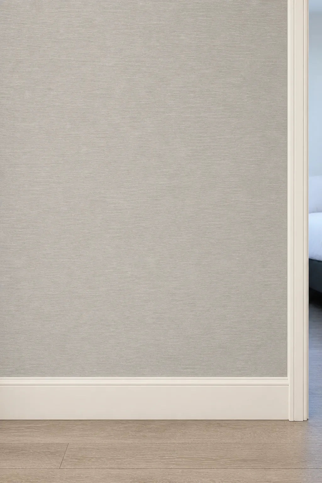 Front-facing light gray hallway wall for the finished adhesive-backed cat scratcher preview